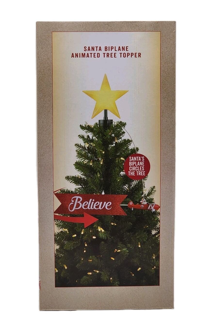 Mr. Christmas Santa Biplane Animated Tree Topper Cracker Barrel Illuminated